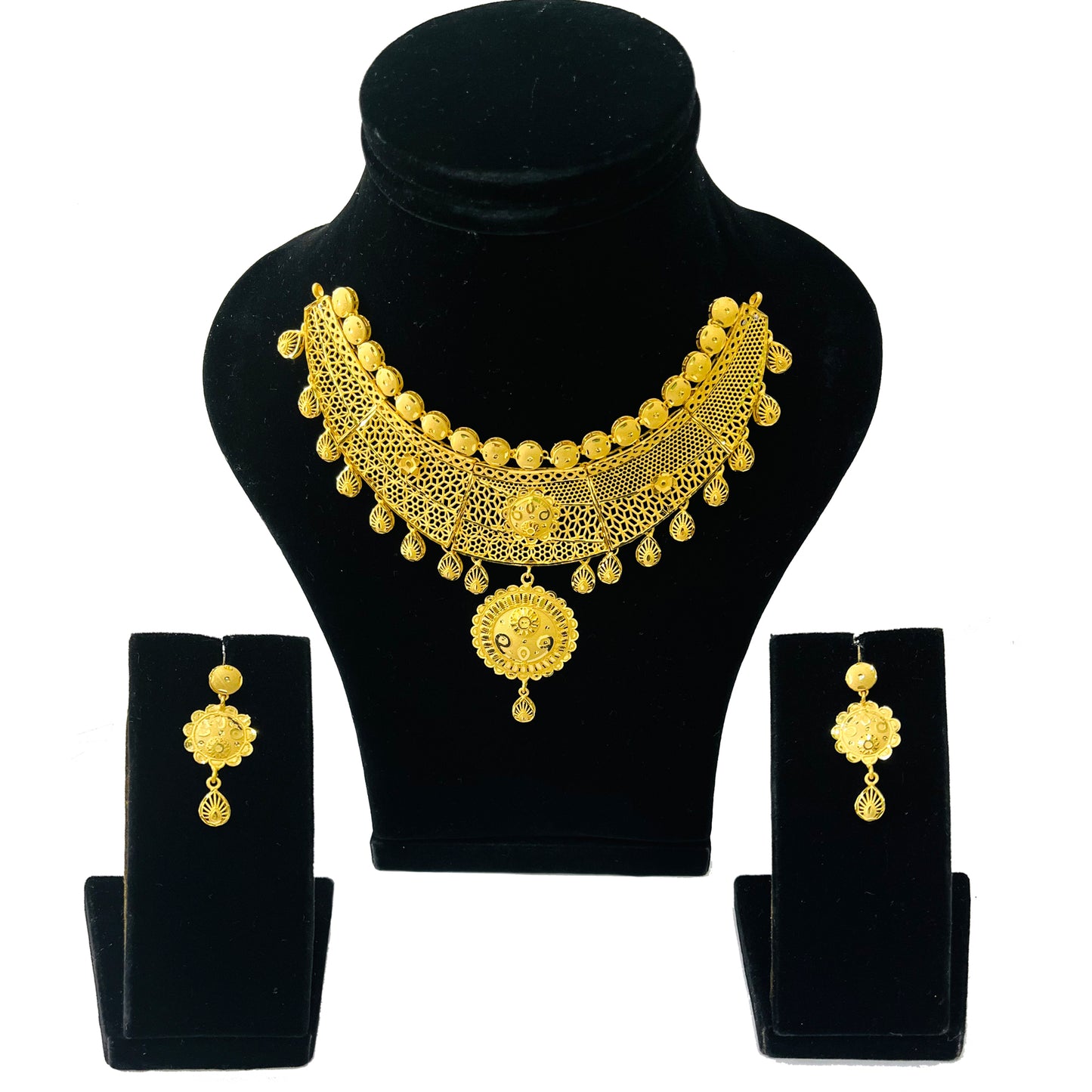 Nex Jewellers One Gram Micro Gold Plated Jewellery Set for women Traditional Unique Design Choker Necklace Set/Jewellery Set with Earrings for Women | Just Like Original Gold Jewellery
