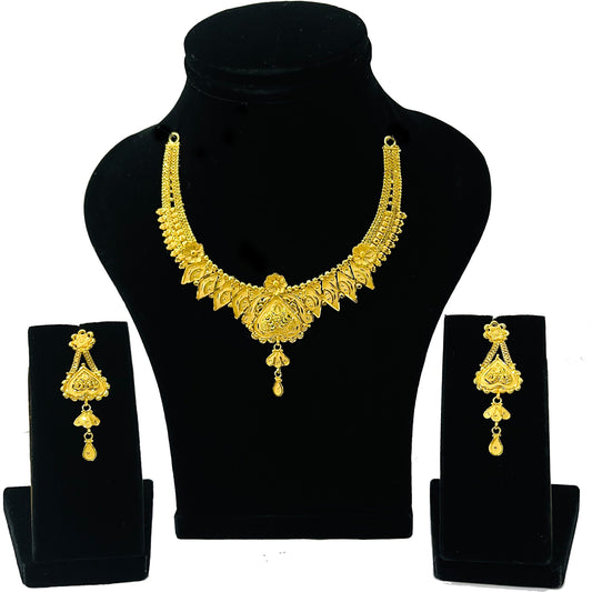 Nex Jewellers Latest Stylish Fancy Pearl Choker Traditional Jewellery Set for Women | Heart Necklace Set | Festive Wedding Party Necklace | 22k Gold Plated | Just Like Original Gold Jewellery