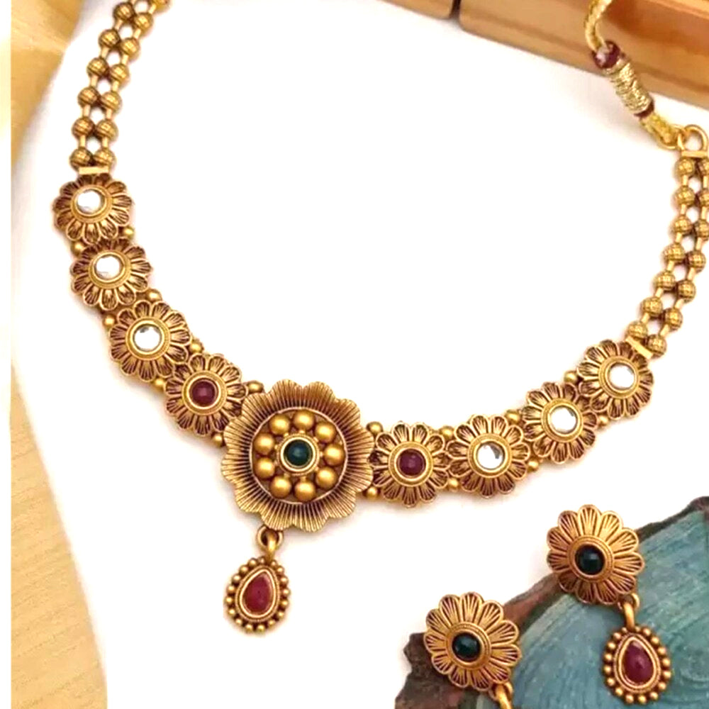 Nex Jewellers Gold Plated choker set for women Necklace set for women Stylish | Festive Wedding Party jewellery for women Necklace | Like Gold Jewellery for Women