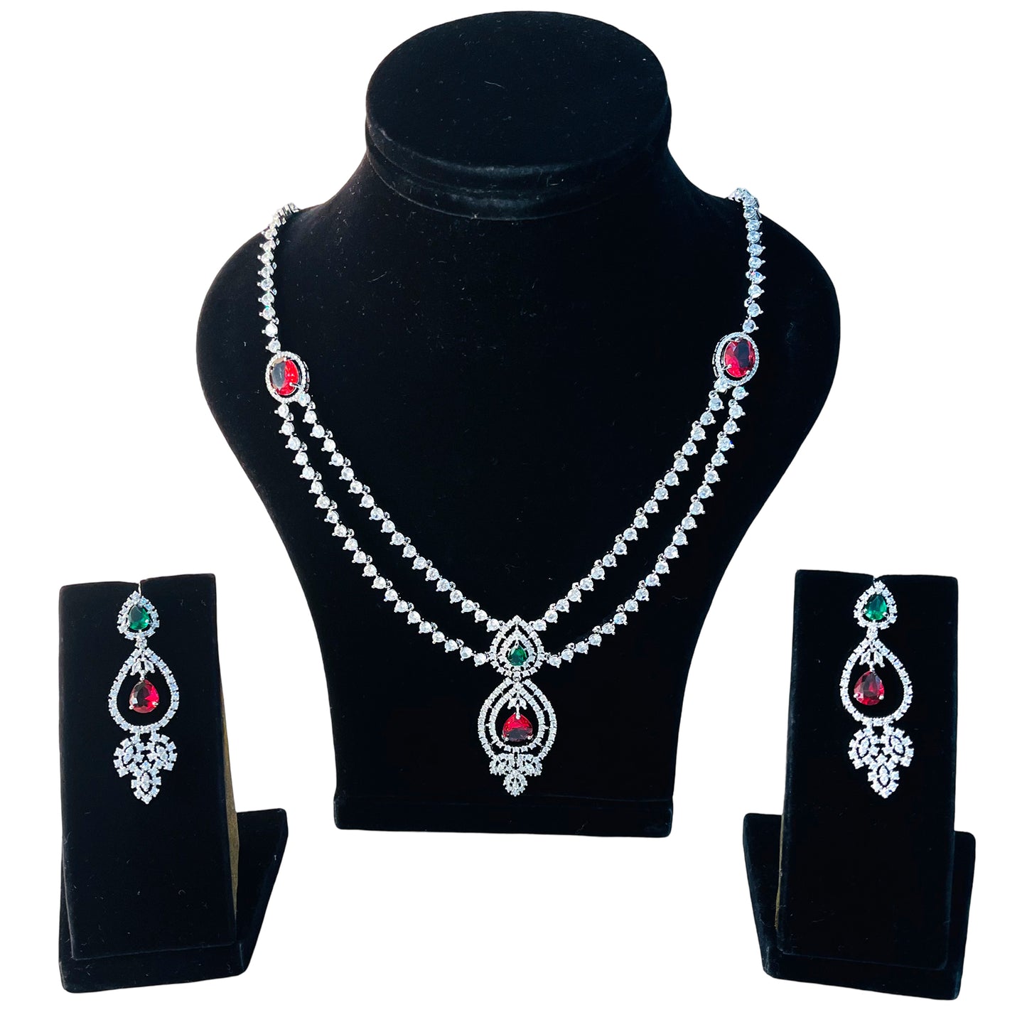 Nex Jewellers American Diamond Maroon Meenakari Dazzling Stones Beads Embellished Necklace Earring Latest Stylish Choker Aaratrika Rajwadi Set Traditional Pearl Kundan Necklace Jewellery for Women