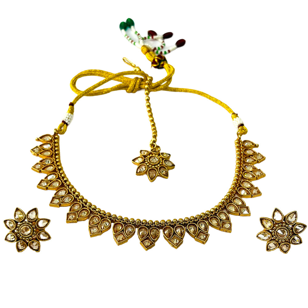 Nex Jewellers Brown Beads luxurious gold AD Crystal Choker Necklace Kundan crafted with design Polki stone Traditional Latest Stylish Antique Beautiful Meenakari Pearls Party Wedding Festive For Women