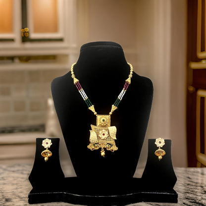 Nex Jewellers Latest Stylish Fancy Pearl Choker Traditional Jewellery Set for Women | One gram Gold Necklace Set | Festive Wedding Party Necklace | Gold Plated | Just Like Original Gold Jewellery