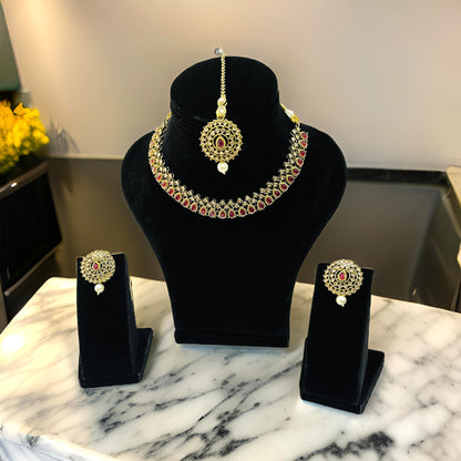Nex Jewellers Maroon Beads luxurious Party jewellery Kundan crafted with design Polki stone Traditional Latest Stylish Antique Beautiful Meenakari Choker Necklace & Pearls wedding Earring Women