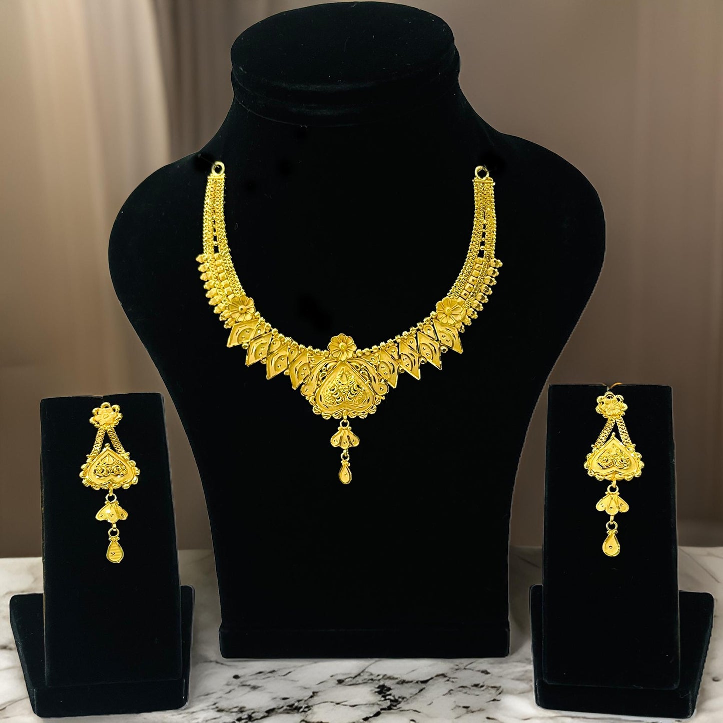 Nex Jewellers Latest Stylish Fancy Pearl Choker Traditional Jewellery Set for Women | Heart Necklace Set | Festive Wedding Party Necklace | 22k Gold Plated | Just Like Original Gold Jewellery