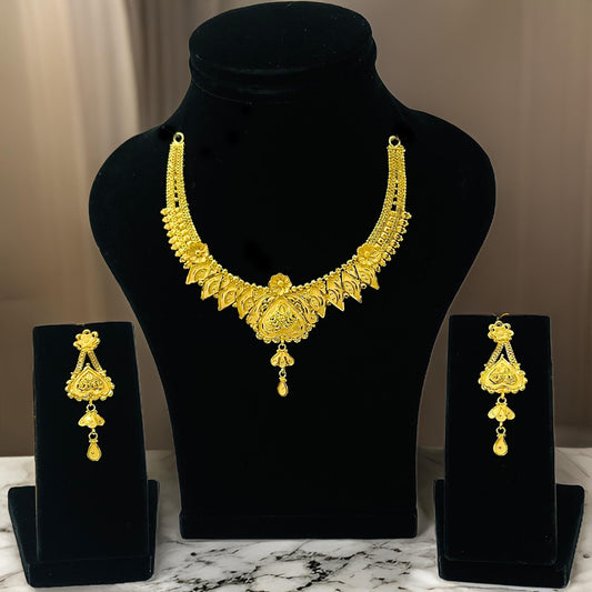 Nex Jewellers Latest Stylish Fancy Pearl Choker Traditional Jewellery Set for Women | Heart Necklace Set | Festive Wedding Party Necklace | 22k Gold Plated | Just Like Original Gold Jewellery