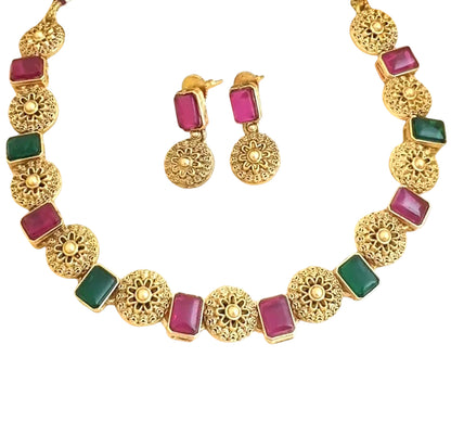 Nex Jewellers Multi Beads luxurious Party jewellery Kundan crafted with design Polki stone Traditional Latest Stylish Antique Beautiful Meenakari Choker Necklace & Pearls wedding Earring Women
