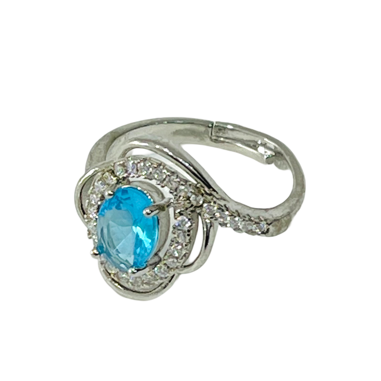 Nex Jewellers Platinum Plated Elegant Austrian Blue Crystal Adjustable Ring | Crystal Studded | Finger Ring for Women | Birthday Gift for Women Anniversary Gift for Wife Valentine Gift for Girls