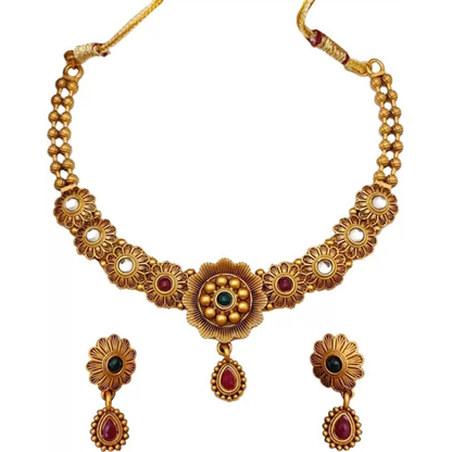 Nex Jewellers  Gold Plated choker set for women Necklace set for women Stylish | Festive Wedding Party jewellery for women Necklace | Like Gold Jewellery for Women