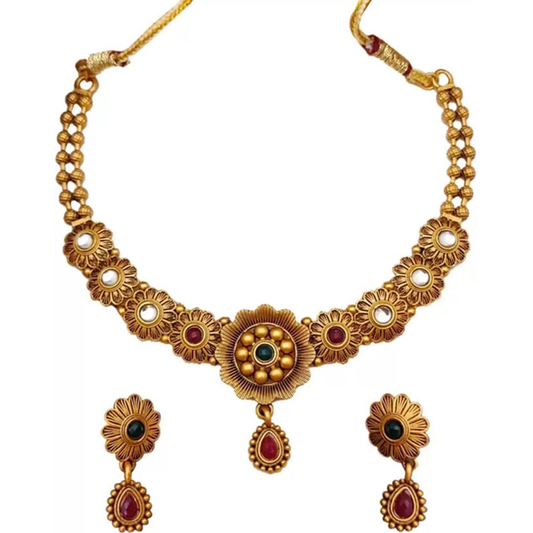 Nex Jewellers Gold Plated choker set for women Necklace set for women Stylish | Festive Wedding Party jewellery for women Necklace | Like Gold Jewellery for Women