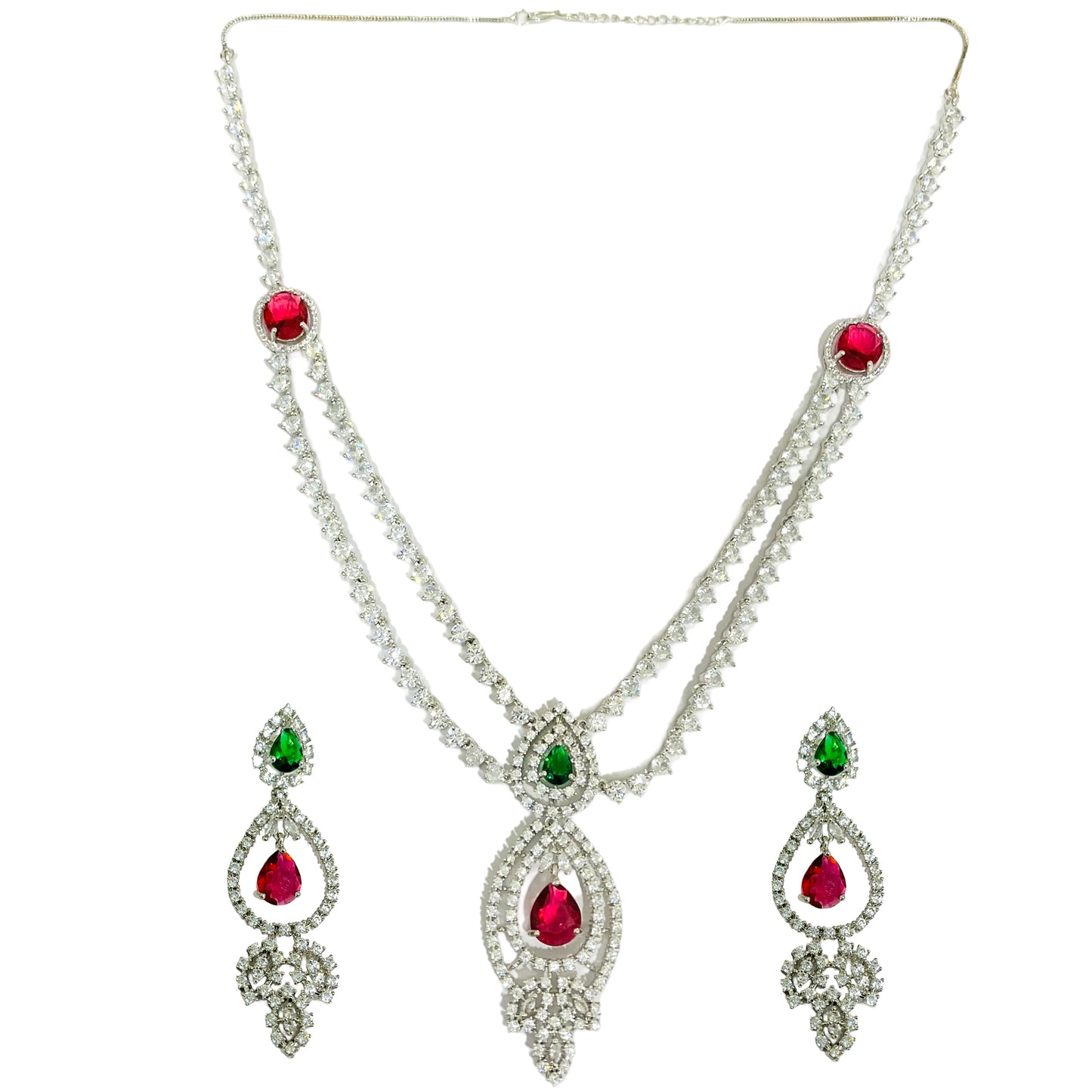 Nex Jewellers American Diamond Maroon Meenakari Dazzling Stones Beads Embellished Necklace Earring Latest Stylish Choker Aaratrika Rajwadi Set Traditional Pearl Kundan Necklace Jewellery for Women