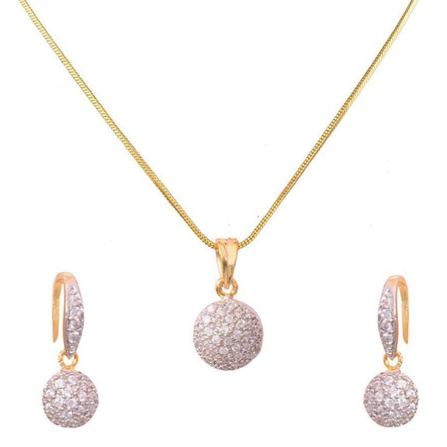 Nex Jewellers Traditional Fashion Jewellery for Women Rosegold Plated CZ Sparkling White Crystals Enhanced Pendant with Chain/Pendant Necklace for Girls and Women