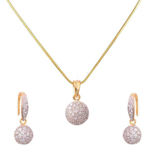 Nex Jewellers Traditional Fashion Jewellery for Women Rosegold Plated CZ Sparkling White Crystals Enhanced Pendant with Chain/Pendant Necklace for Girls and Women