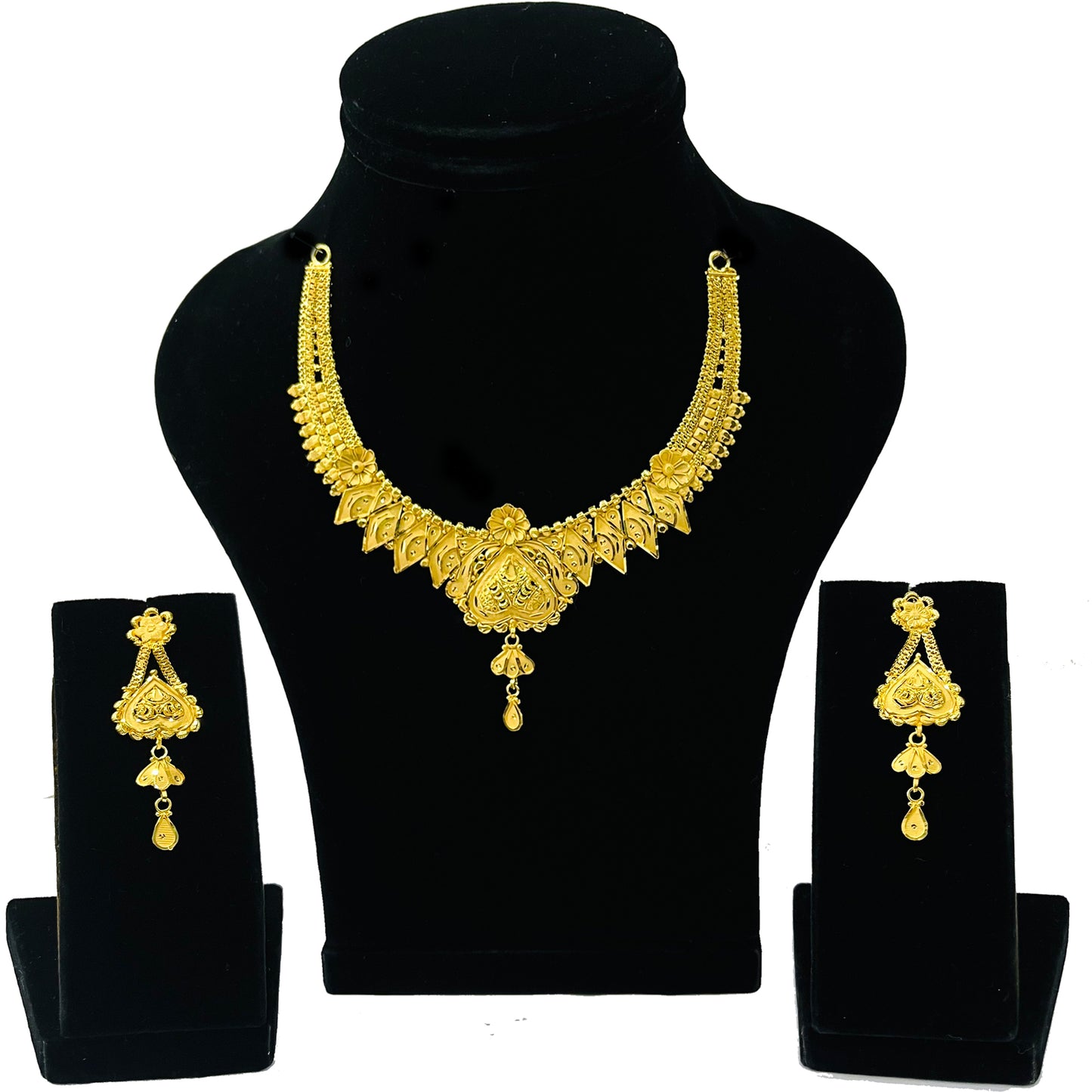 Nex Jewellers Latest Stylish Fancy Pearl Choker Traditional Jewellery Set for Women | Heart Necklace Set | Festive Wedding Party Necklace | 22k Gold Plated | Just Like Original Gold Jewellery