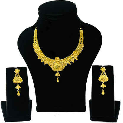 Nex Jewellers Latest Stylish Fancy Pearl Choker Traditional Jewellery Set for Women | Heart Necklace Set | Festive Wedding Party Necklace | 22k Gold Plated | Just Like Original Gold Jewellery