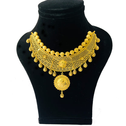 Nex Jewellers One Gram Micro Gold Plated Jewellery Set for women Traditional  Unique Design Choker Necklace Set/Jewellery Set with Earrings for Women | Just Like Original Gold Jewellery