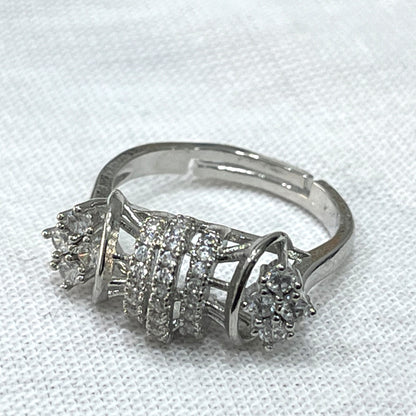 Nex Jewellers Platinum Plated Elegant Austrian White Crystal Adjustable Ring | Finger Ring for Women | Birthday Gift for Women Anniversary Gift for Wife Valentine Gift for Girls, Best Friend