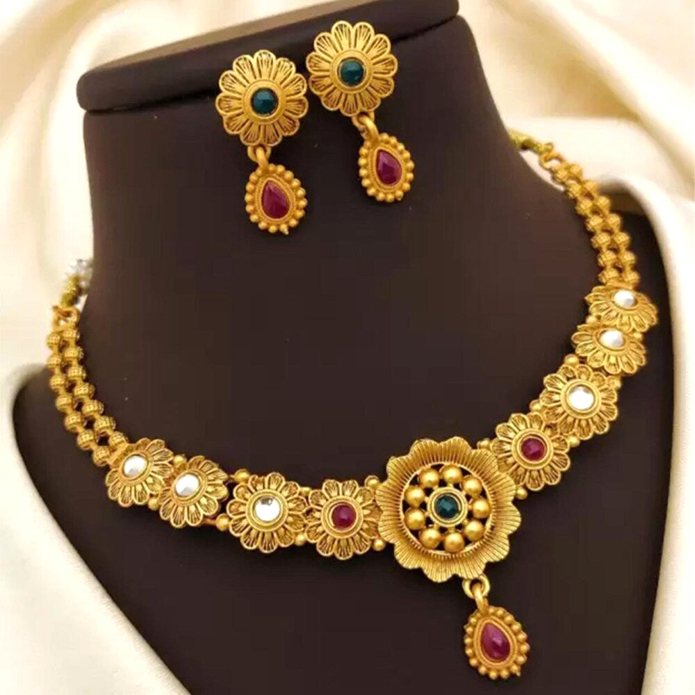 Nex Jewellers  Gold Plated choker set for women Necklace set for women Stylish | Festive Wedding Party jewellery for women Necklace | Like Gold Jewellery for Women