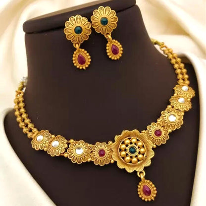 Nex Jewellers  Gold Plated choker set for women Necklace set for women Stylish | Festive Wedding Party jewellery for women Necklace | Like Gold Jewellery for Women