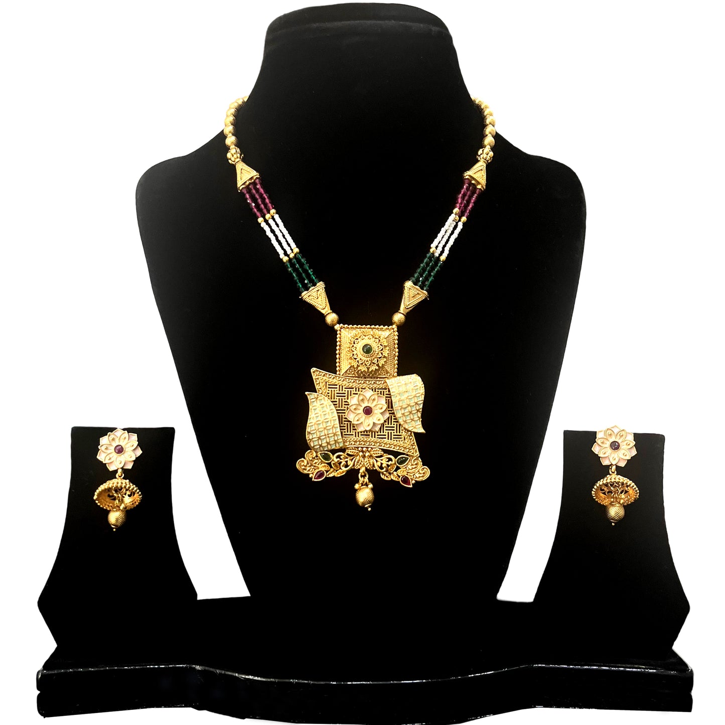 Nex Jewellers Latest Stylish Fancy Pearl Choker Traditional Jewellery Set for Women | One gram Gold Necklace Set | Festive Wedding Party Necklace | Gold Plated | Just Like Original Gold Jewellery