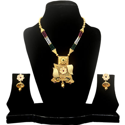 Nex Jewellers Latest Stylish Fancy Pearl Choker Traditional Jewellery Set for Women | One gram Gold Necklace Set | Festive Wedding Party Necklace | Gold Plated | Just Like Original Gold Jewellery