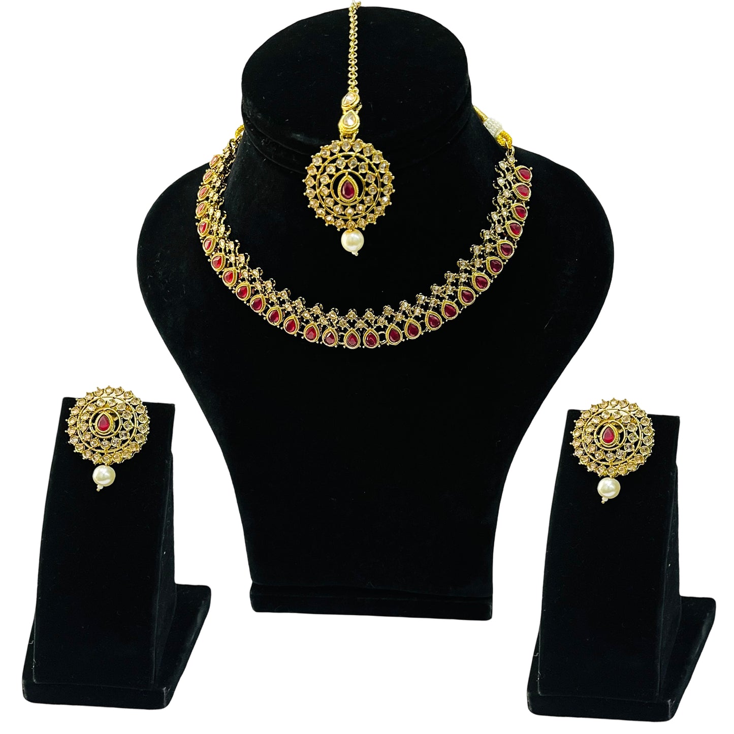 Nex Jewellers Maroon Beads luxurious Party jewellery Kundan crafted with design Polki stone Traditional Latest Stylish Antique Beautiful Meenakari Choker Necklace & Pearls wedding Earring Women