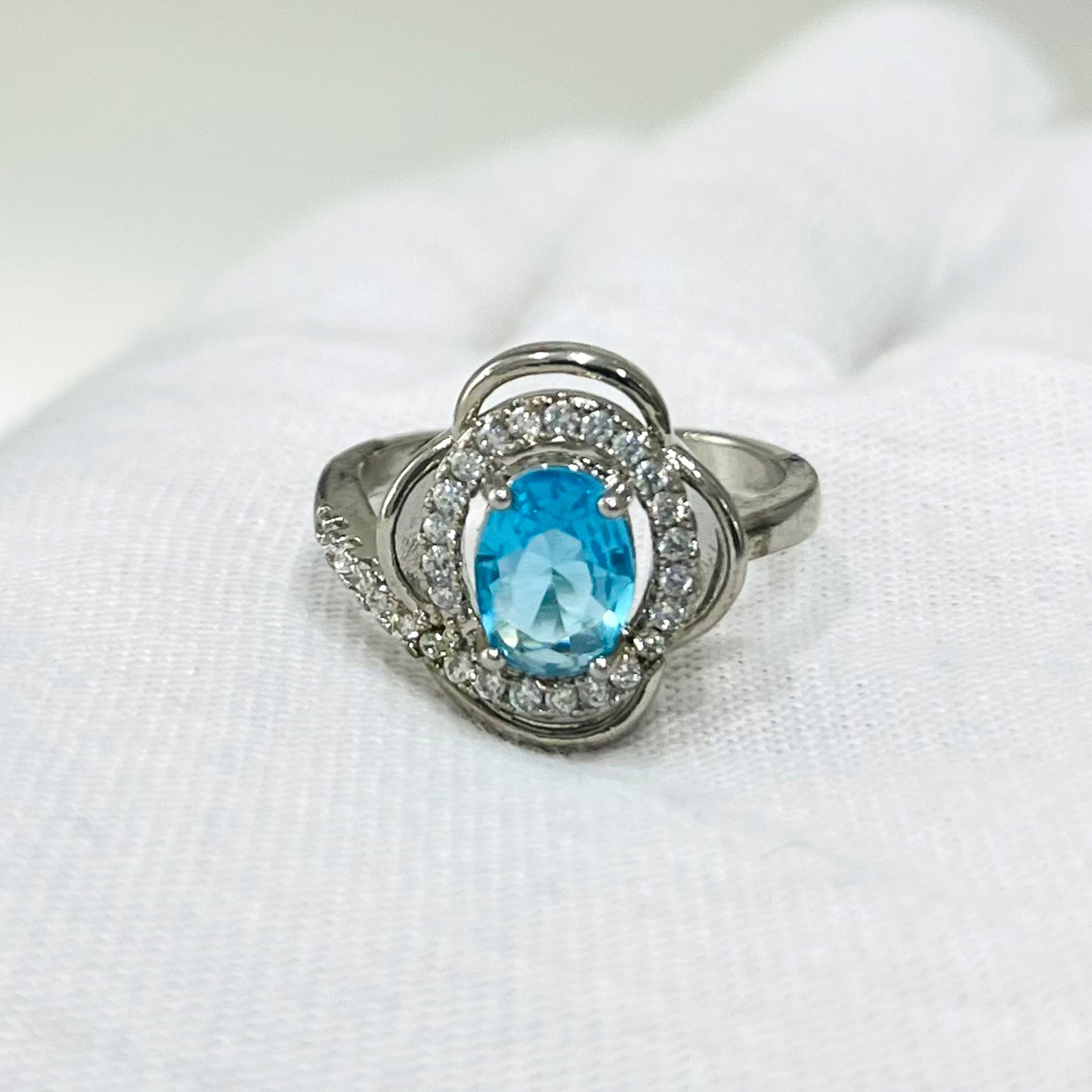Nex Jewellers Platinum Plated Elegant Austrian Blue Crystal Adjustable Ring | Crystal Studded | Finger Ring for Women | Birthday Gift for Women Anniversary Gift for Wife Valentine Gift for Girls