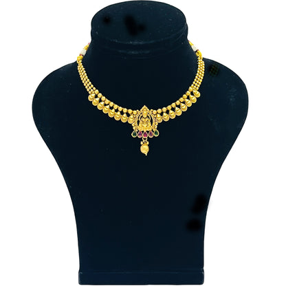 Nex Jewellers Latest Stylish Fancy Pearl Choker Traditional Jewellery Set for Women | Laxmi Necklace Set | Festive Wedding Party Necklace | Gold Plated | Just Like Original Gold Jewellery