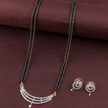 Nex Jewellers Mangalsutra for Women Ladies Wife Temple South Indian Traditional One Gram Gold American Diamond Stylish Meenakari Maharashtrian Long Chain Mangal sutra Tanmaniya Black Bead