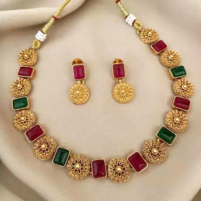 Nex Jewellers Multi Beads luxurious Party jewellery Kundan crafted with design Polki stone Traditional Latest Stylish Antique Beautiful Meenakari Choker Necklace & Pearls wedding Earring Women