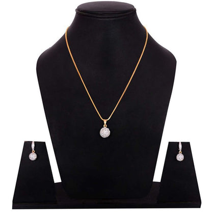 Nex Jewellers Traditional Fashion Jewellery for Women Rosegold Plated CZ Sparkling White Crystals Enhanced Pendant with Chain/Pendant Necklace for Girls and Women