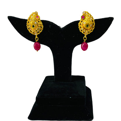 Nex JewellersOne Gram Gold with Brass Necklace & Earring Set for Women, Latest Stylish  5 String Gold Plated Necklace Traditional Necklace Jewellery Festive Wedding Party Necklace