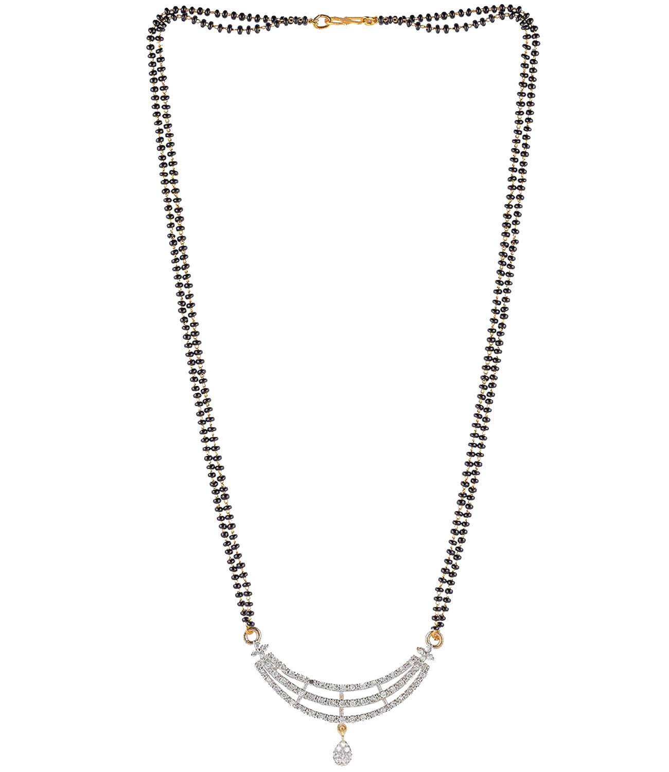 Nex Jewellers Mangalsutra for Women Ladies Wife Temple South Indian Traditional One Gram Gold American Diamond Stylish Meenakari Maharashtrian Long Chain Mangal sutra Tanmaniya Black Bead