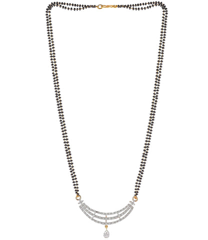 Nex Jewellers Mangalsutra for Women Ladies Wife Temple South Indian Traditional One Gram Gold American Diamond Stylish Meenakari Maharashtrian Long Chain Mangal sutra Tanmaniya Black Bead