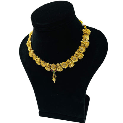 Nex Jewellers Latest Stylish Fancy Pearl Choker Traditional Jewellery Set for Women | Laxmi Necklace Set | Festive Wedding Party Necklace | 22k Gold Plated | Just Like Original Gold Jewellery