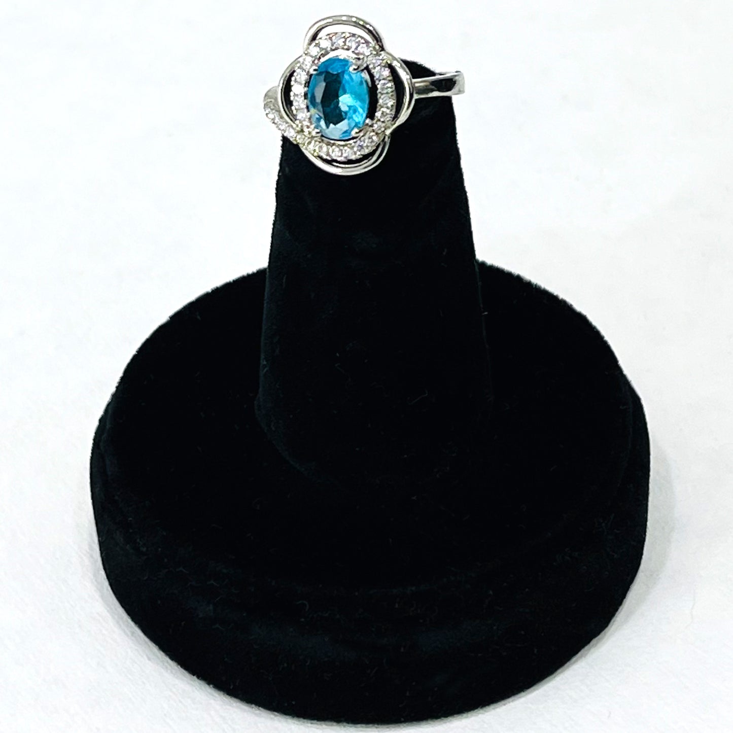 Nex Jewellers Platinum Plated Elegant Austrian Blue Crystal Adjustable Ring | Crystal Studded | Finger Ring for Women | Birthday Gift for Women Anniversary Gift for Wife Valentine Gift for Girls