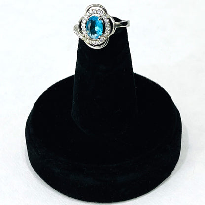 Nex Jewellers Platinum Plated Elegant Austrian Blue Crystal Adjustable Ring | Crystal Studded | Finger Ring for Women | Birthday Gift for Women Anniversary Gift for Wife Valentine Gift for Girls