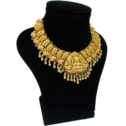 Nex Jewellers Gold Plated Latest Stylish Fancy Choker Traditional Jewellery Set for Women | Temple Necklace Set | Festive Wedding Party Necklace | just Like Original Gold Jewellery