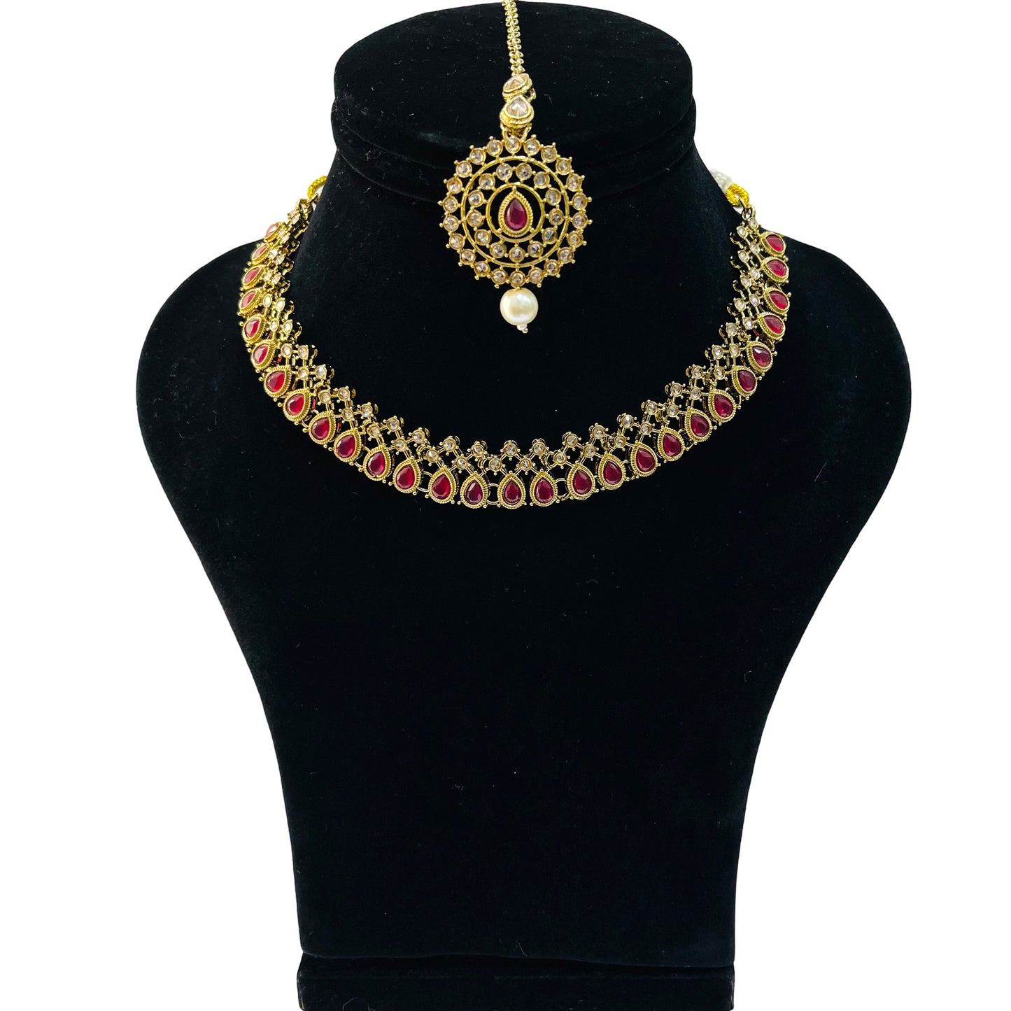 Nex Jewellers Maroon Beads luxurious Party jewellery Kundan crafted with design Polki stone Traditional Latest Stylish Antique Beautiful Meenakari Choker Necklace & Pearls wedding Earring Women
