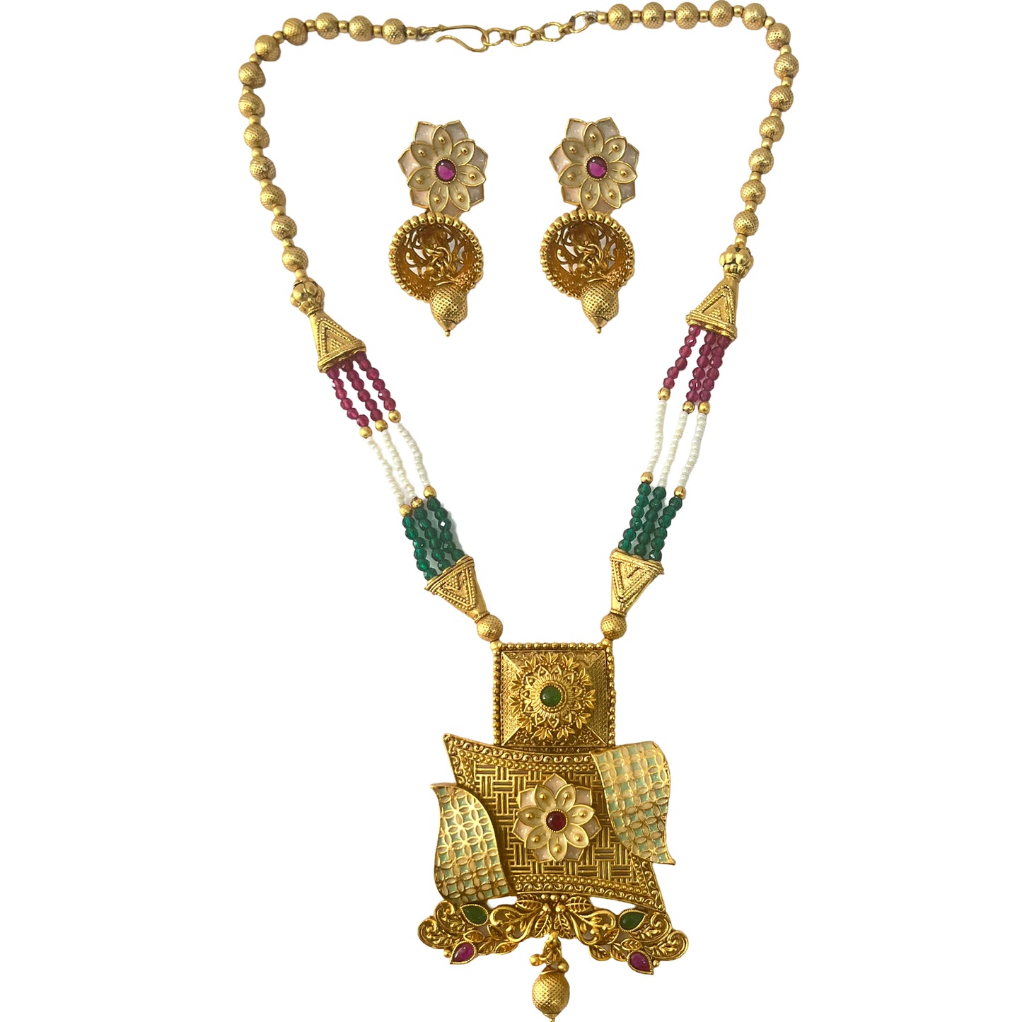 Nex Jewellers Latest Stylish Fancy Pearl Choker Traditional Jewellery Set for Women | One gram Gold Necklace Set | Festive Wedding Party Necklace | Gold Plated | Just Like Original Gold Jewellery