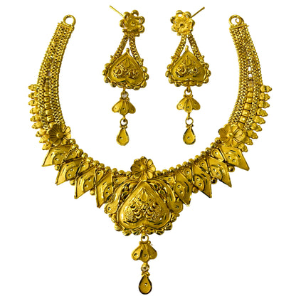 Nex Jewellers Latest Stylish Fancy Pearl Choker Traditional Jewellery Set for Women | Heart Necklace Set | Festive Wedding Party Necklace | 22k Gold Plated | Just Like Original Gold Jewellery