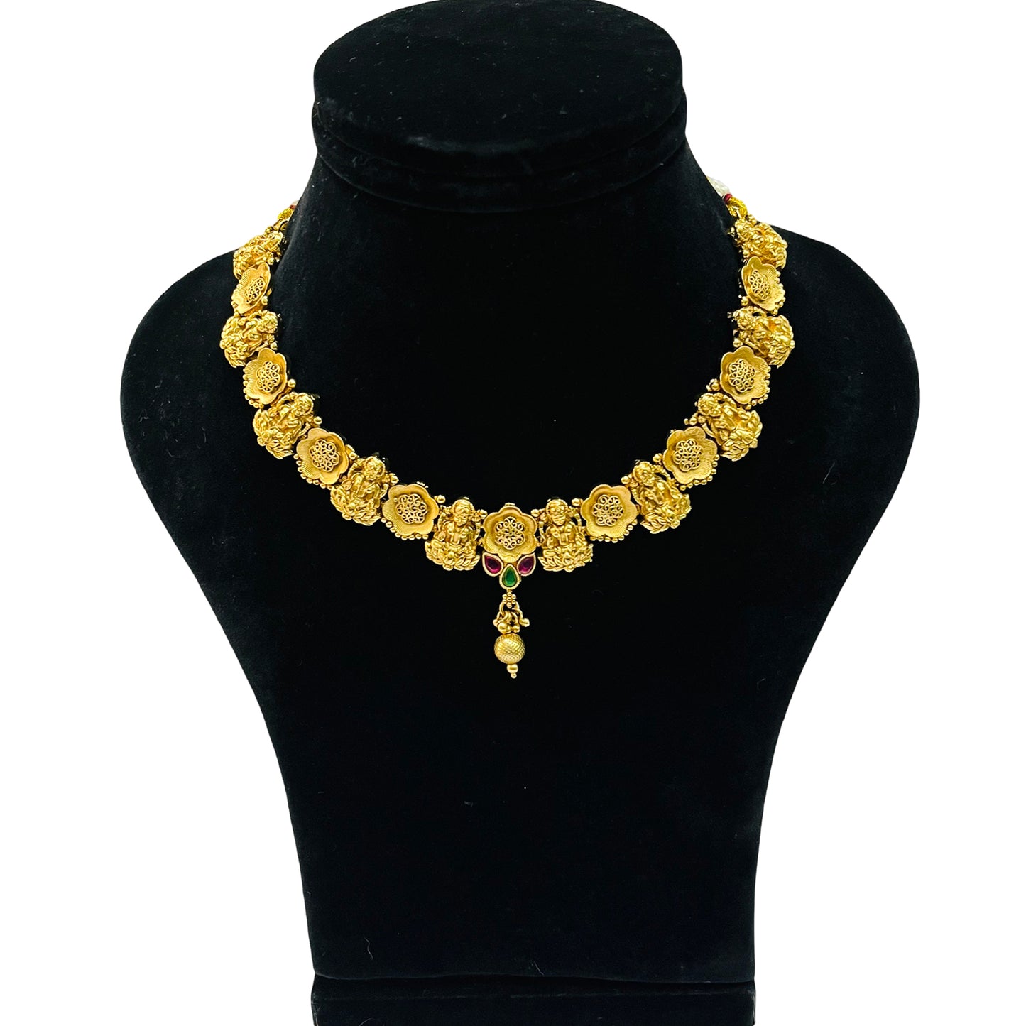 Nex Jewellers Latest Stylish Fancy Pearl Choker Traditional Jewellery Set for Women | Laxmi Necklace Set | Festive Wedding Party Necklace | 22k Gold Plated | Just Like Original Gold Jewellery