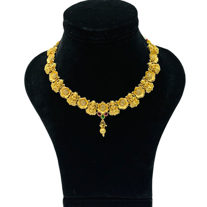 Nex Jewellers Latest Stylish Fancy Pearl Choker Traditional Jewellery Set for Women | Laxmi Necklace Set | Festive Wedding Party Necklace | 22k Gold Plated | Just Like Original Gold Jewellery