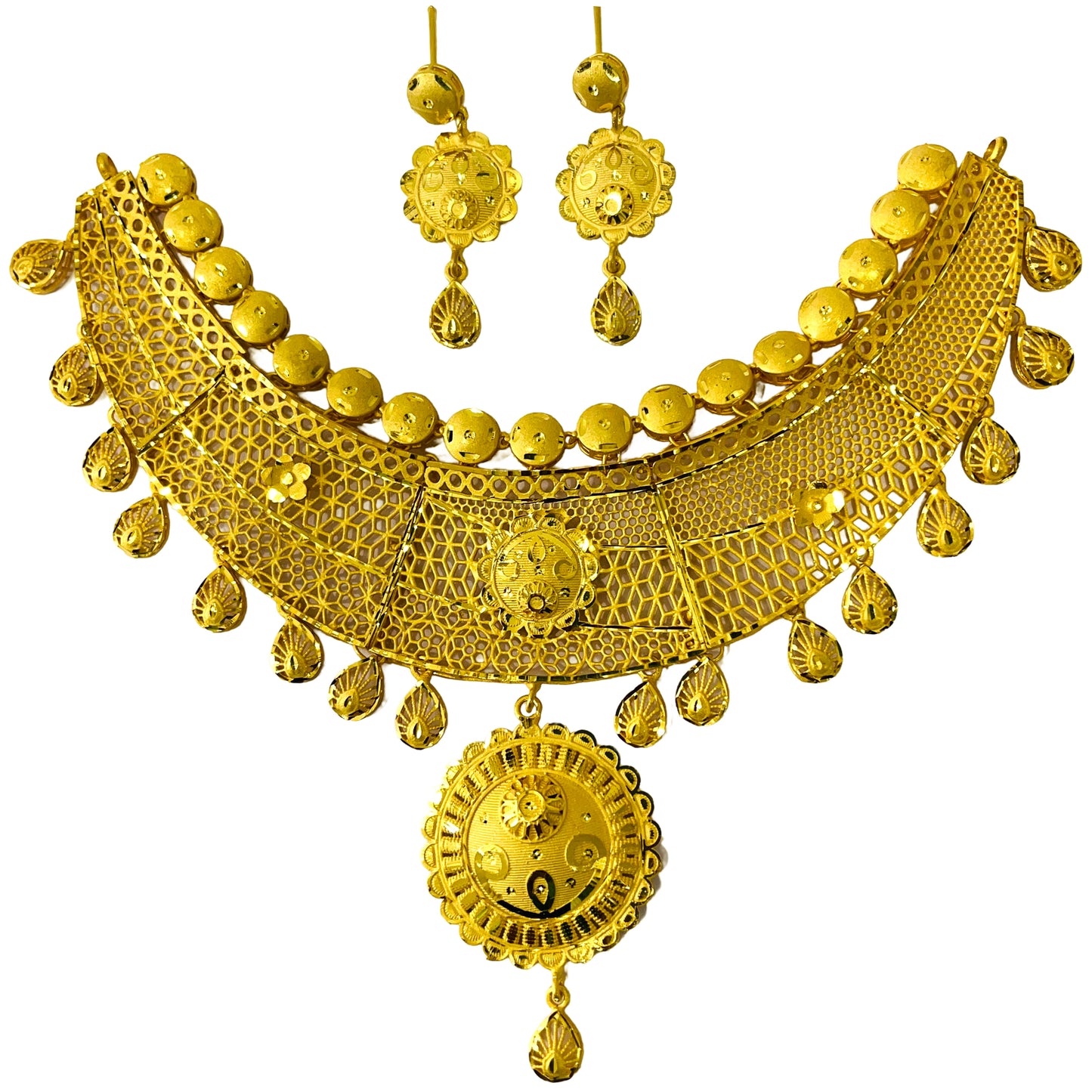 Nex Jewellers One Gram Micro Gold Plated Jewellery Set for women Traditional  Unique Design Choker Necklace Set/Jewellery Set with Earrings for Women | Just Like Original Gold Jewellery