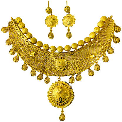 Nex Jewellers One Gram Micro Gold Plated Jewellery Set for women Traditional  Unique Design Choker Necklace Set/Jewellery Set with Earrings for Women | Just Like Original Gold Jewellery