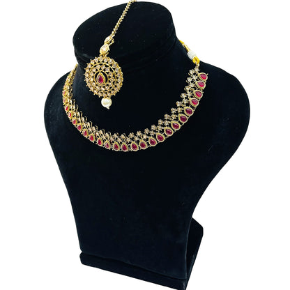 Nex Jewellers Maroon Beads luxurious Party jewellery Kundan crafted with design Polki stone Traditional Latest Stylish Antique Beautiful Meenakari Choker Necklace & Pearls wedding Earring Women