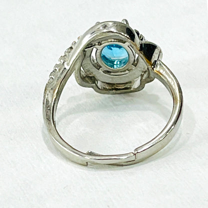 Nex Jewellers Platinum Plated Elegant Austrian Blue Crystal Adjustable Ring | Crystal Studded | Finger Ring for Women | Birthday Gift for Women Anniversary Gift for Wife Valentine Gift for Girls