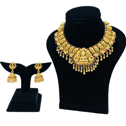 Nex Jewellers Gold Plated Latest Stylish Fancy Choker Traditional Jewellery Set for Women | Temple Necklace Set | Festive Wedding Party Necklace | just Like Original Gold Jewellery