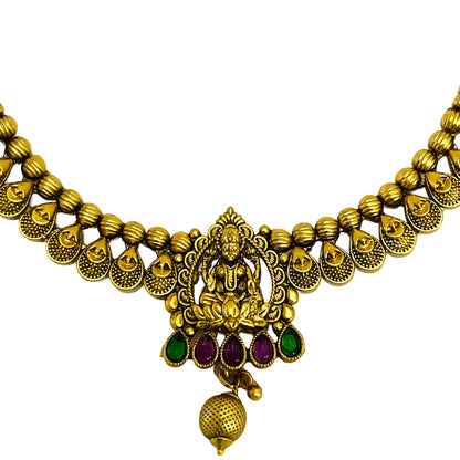 Nex Jewellers Latest Stylish Fancy Pearl Choker Traditional Jewellery Set for Women | Laxmi Necklace Set | Festive Wedding Party Necklace | Gold Plated | Just Like Original Gold Jewellery