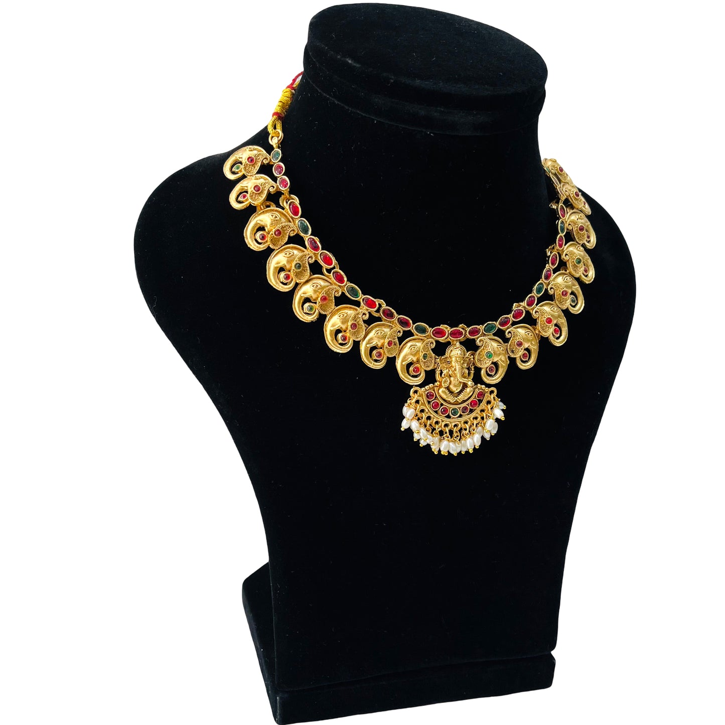 Nex Jewellers Micro Gold Plated Choker Traditional Jewellery Set for Women | Ganesh Necklace Temple jewellery set Festive Wedding Party Necklace | Like Original Gold Jewellery