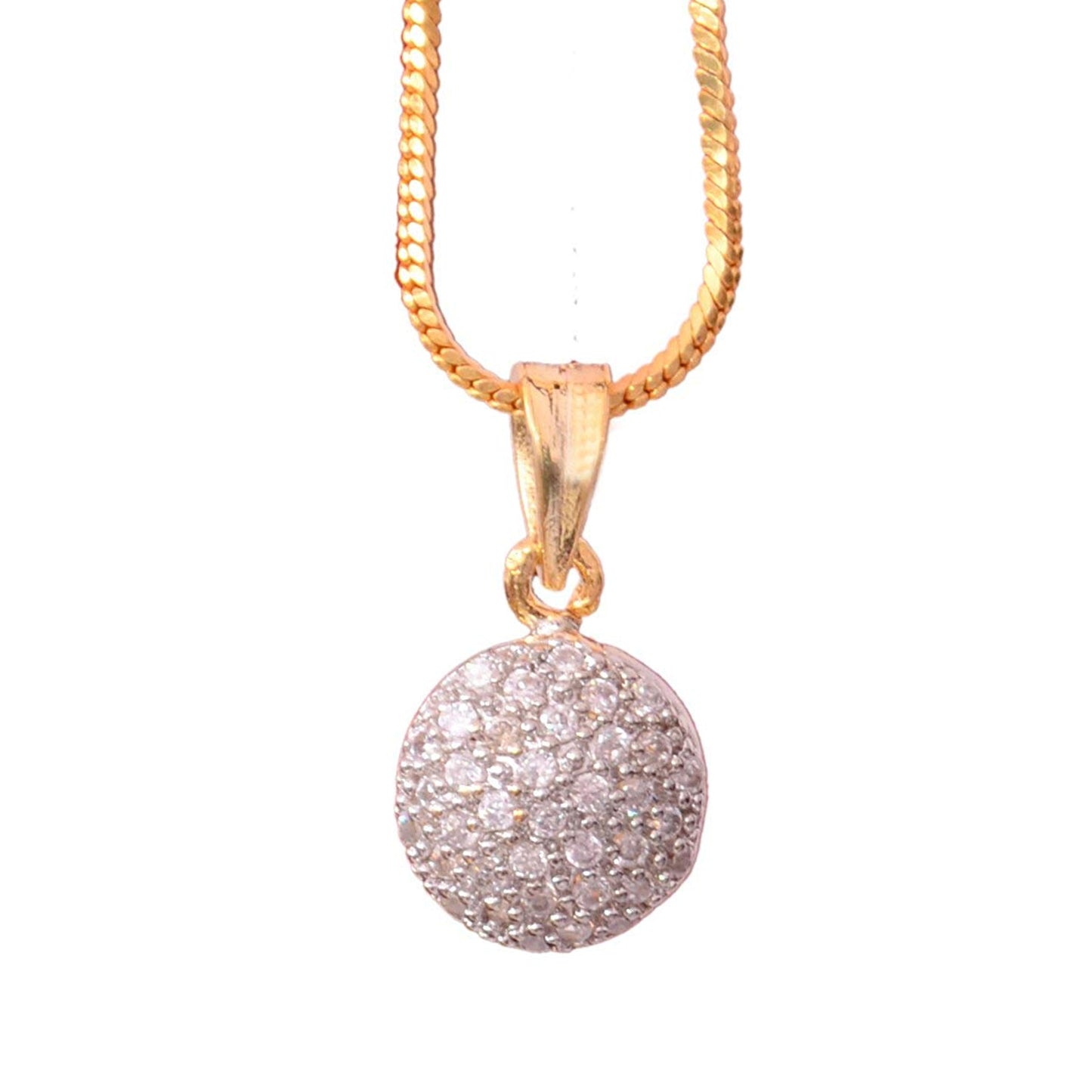Nex Jewellers Traditional Fashion Jewellery for Women Rosegold Plated CZ Sparkling White Crystals Enhanced Pendant with Chain/Pendant Necklace for Girls and Women